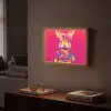 Konijn - Bloemen - Kleurrijk - Kimono Light Box met batterij (Wandlamp) middel -sfeer1