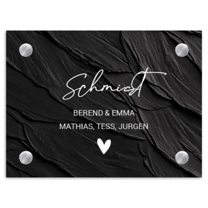 Leisteen - Sierlijk Naambord Rechthoek middel -3d