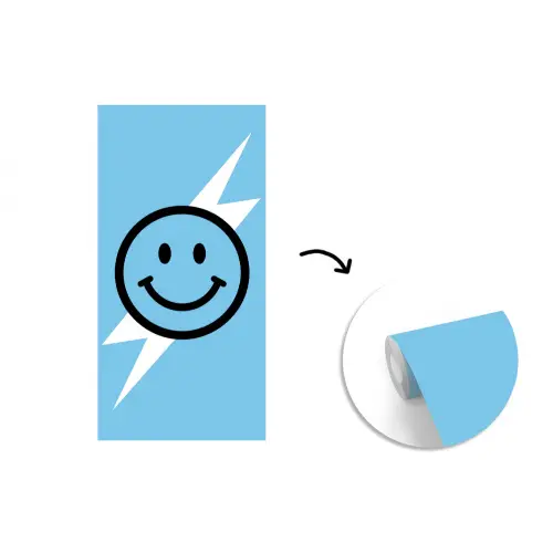 Smiley - Blauw - Bliksem fotobehang vinyl groot -3d