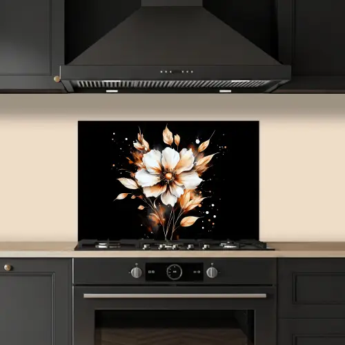 Bloem - Verf - Goud - Graffiti - Modern keuken achterwand spatscherm klein -sfeer1