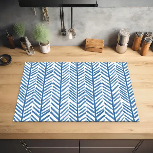 Patroon - Streep - Blauw Inductie beschermer vinyl 3mm klein 276 -sfeer5