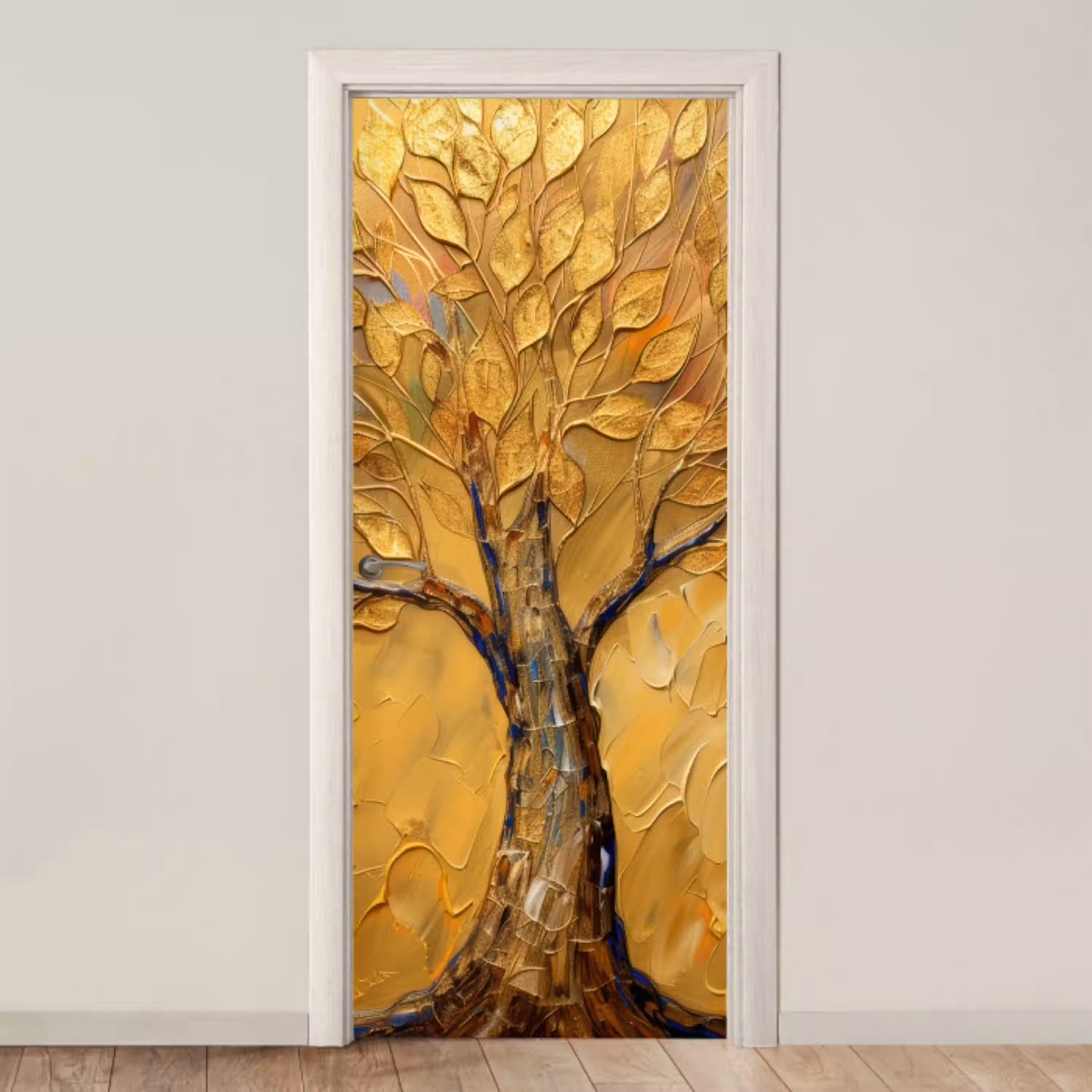 Goud - Boom - Abstract - Modern deurposter klein -3d_beige