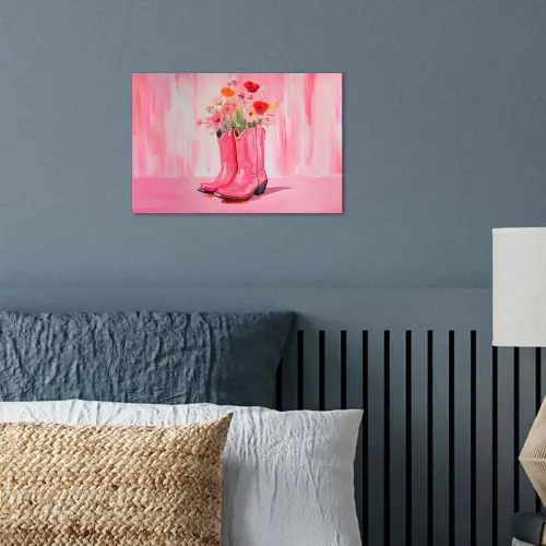 Roze - Bloemen - Cowboy poster papier klein -sfeer2