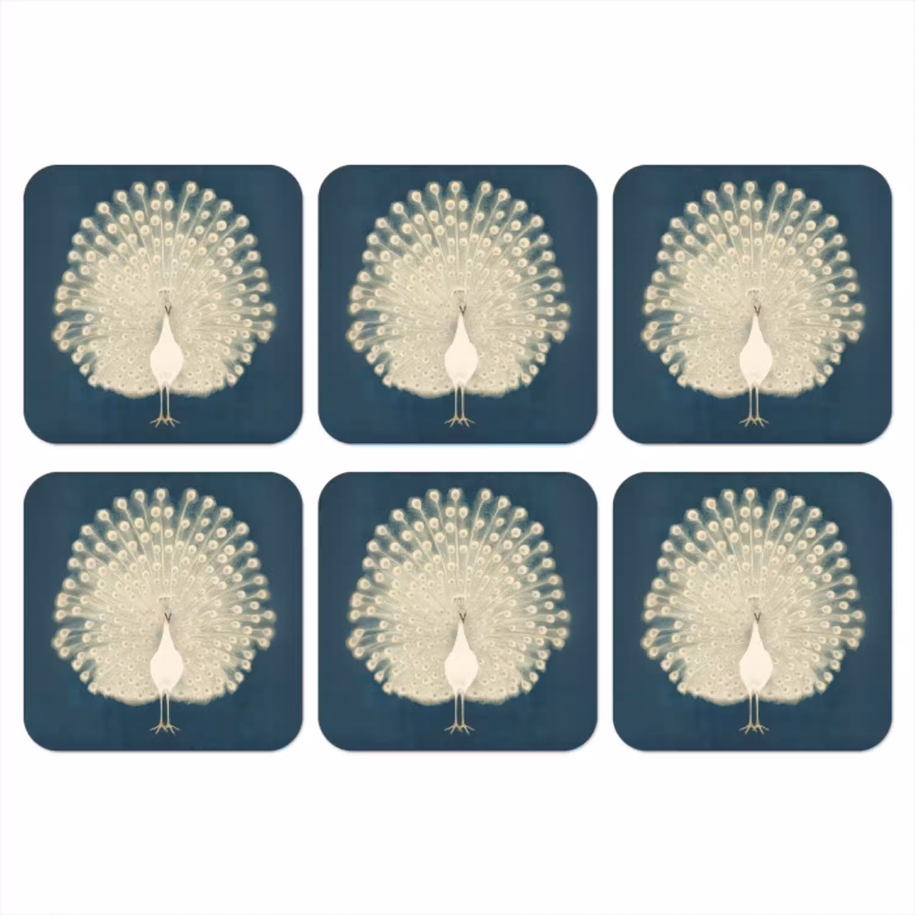 Vogel - Blauw - Vintage onderzetter kurk middel -3d