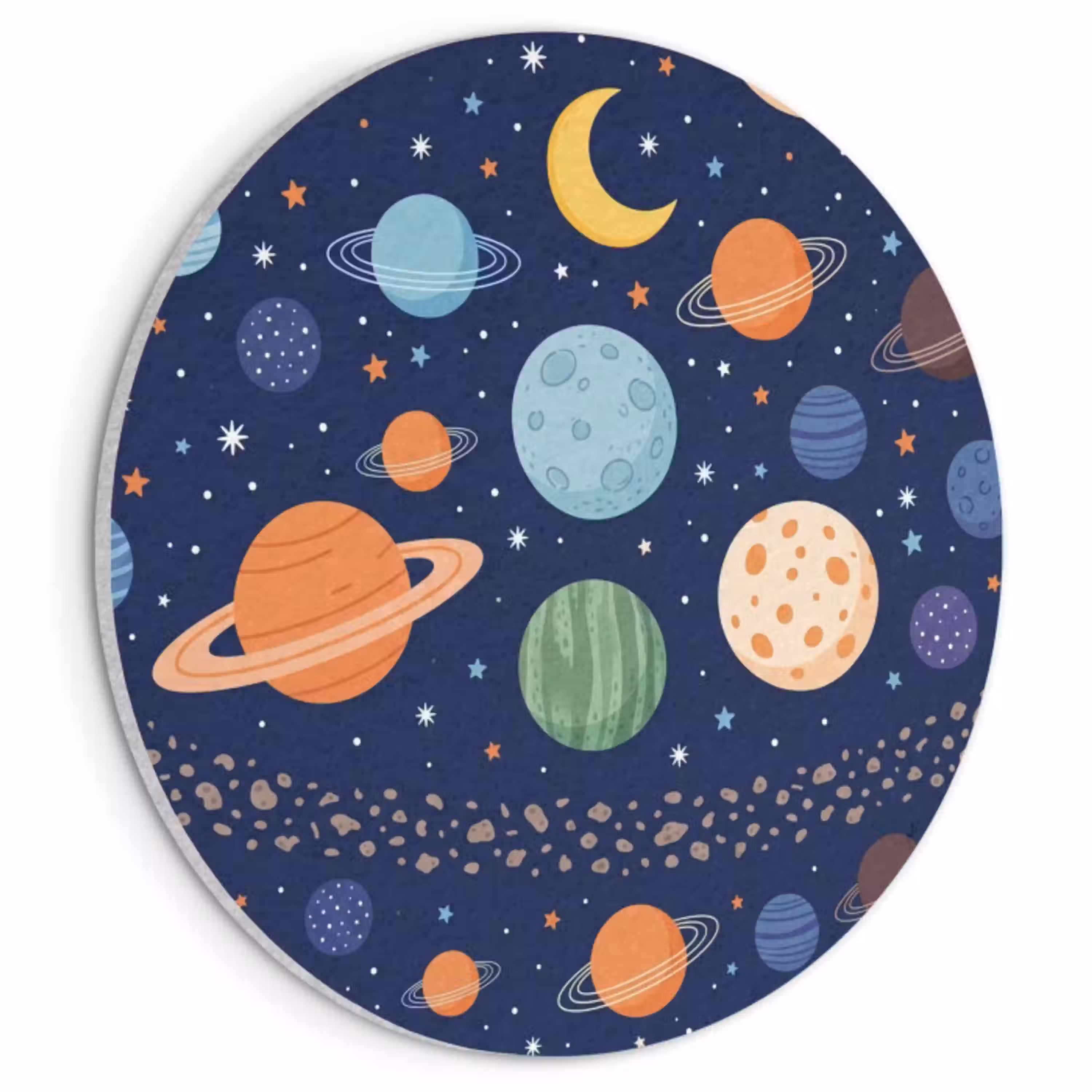 Ruimte - Planeten - Kleurrijk Akoestische PET Vilt - Rond klein -3d