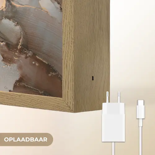 Grijs - Goud - Marmer - Marmerlook Light Box met batterij (Wandlamp) middel -USP_websiteoplaadbaarNL