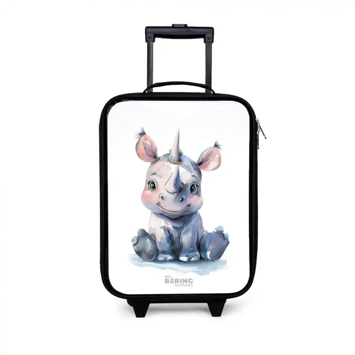 Baby neushoorn Kinderkoffer - Zwart klein -3d