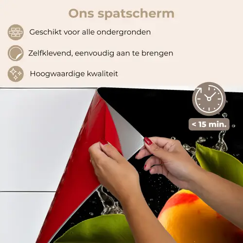 Mango - Fruit - Water - Zwart - Bladeren keuken achterwand spatscherm klein -spatscherm_NL