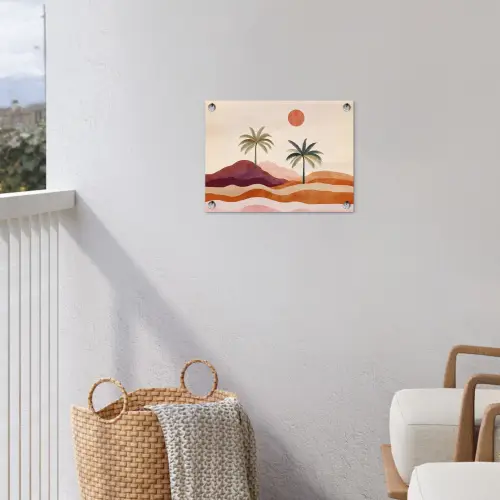 Palmbomen - Abstract - Zon - Heuvels tuinposter los doek klein -sfeer8