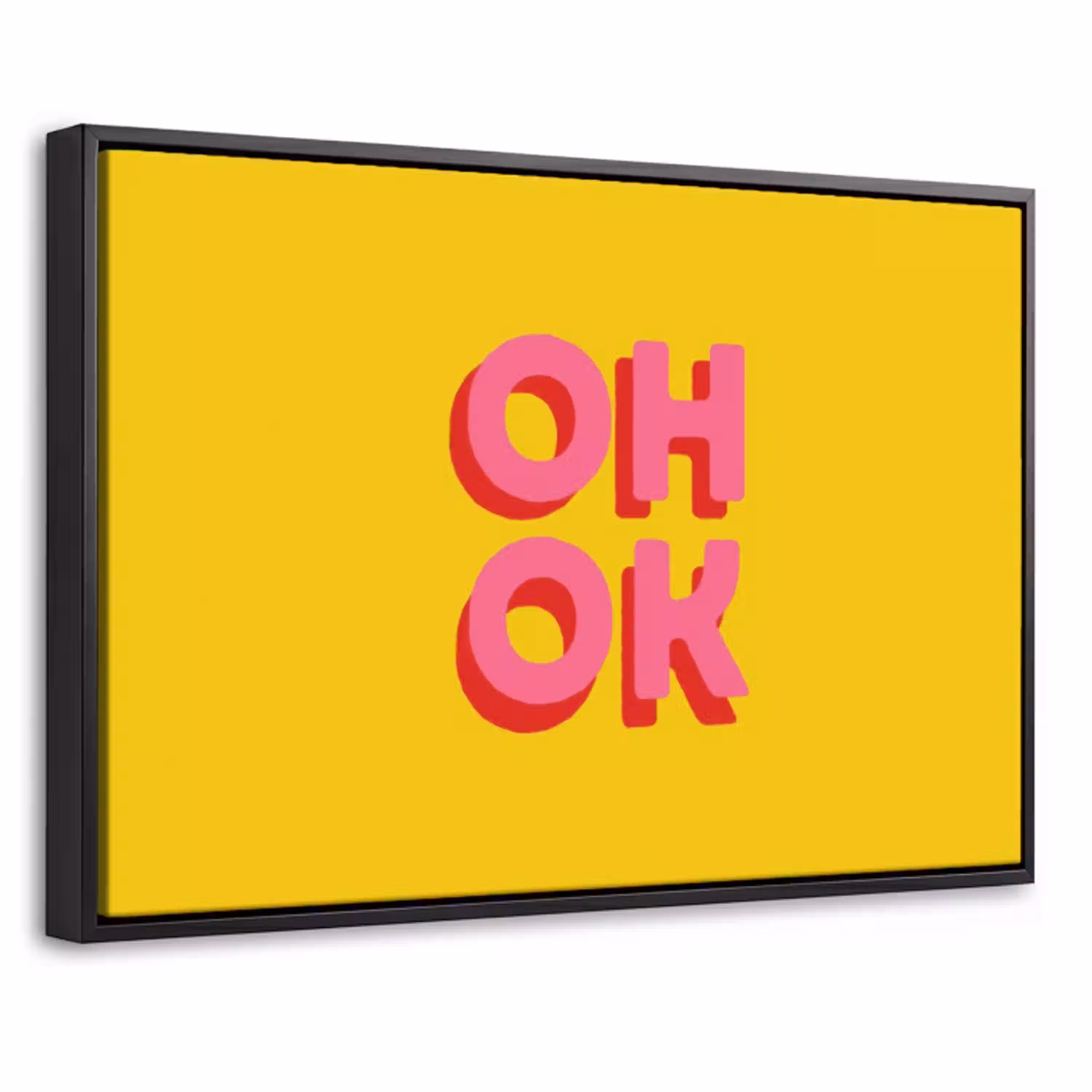 Oh ok - 3D - Geel - Roze Canvas met baklijst klein -threedimensional_3d_global