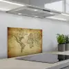 Wereldkaart - Vintage - Antiek - Bruin - Papier keuken achterwand spatscherm klein -3d_schuin