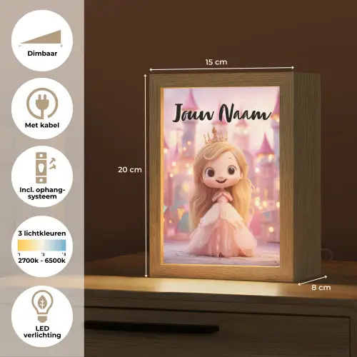Prinses - Roze - Kasteel Light Box met kabel (Kinderlampje) klein -USP_NL