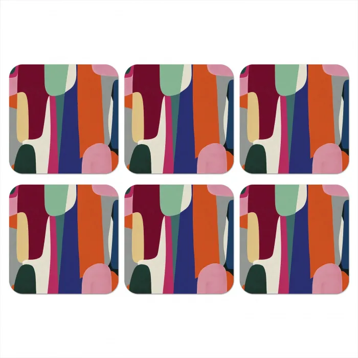 Vormen - Ritmisch - Kleuren - Abstract onderzetter kurk middel -3d