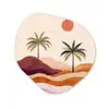 Palmbomen - Abstract - Zon - Heuvels Wandcirkel Organisch Forex 3mm klein -3d