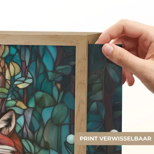 Vos - Mozaïek - Bos - Maan Light Box met batterij (Wandlamp) middel -USP_websiteprintNL