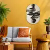 Golven - Penseelstreken - Beige - Minimalistisch Wandcirkel Ovaal Forex klein -sfeer4