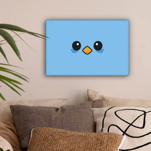 Vogel - Blauw - Eenvoudig canvas 2cm klein -sfeer1