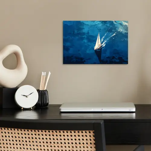 Zeilboot - Water - Abstract - Schaduw poster papier klein -sfeer1