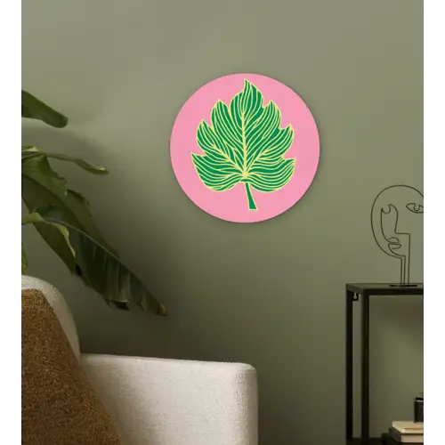 Blad - Groen - Illustratie - Minimalistisch Wandcirkel plexiglas klein -sfeer3