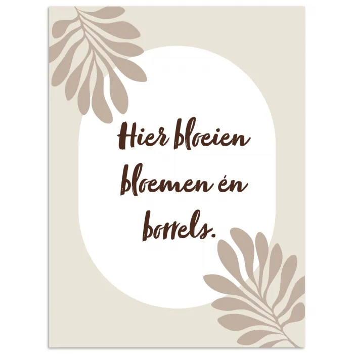 Bloemen - Quote - Zomer - Beige poster papier klein -3d