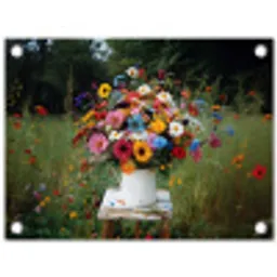 Bloemen - Krukje - Gieter - Veld tuinposter los doek klein -3d