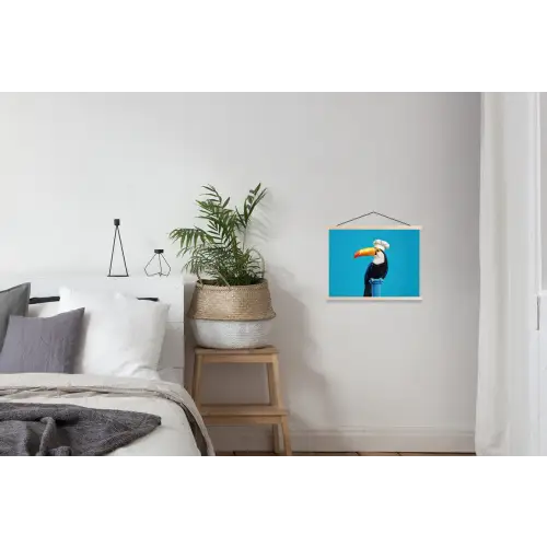 Tucan - Sokkel - Vogel - Koksmuts textielposter latten blank klein -woonkamer