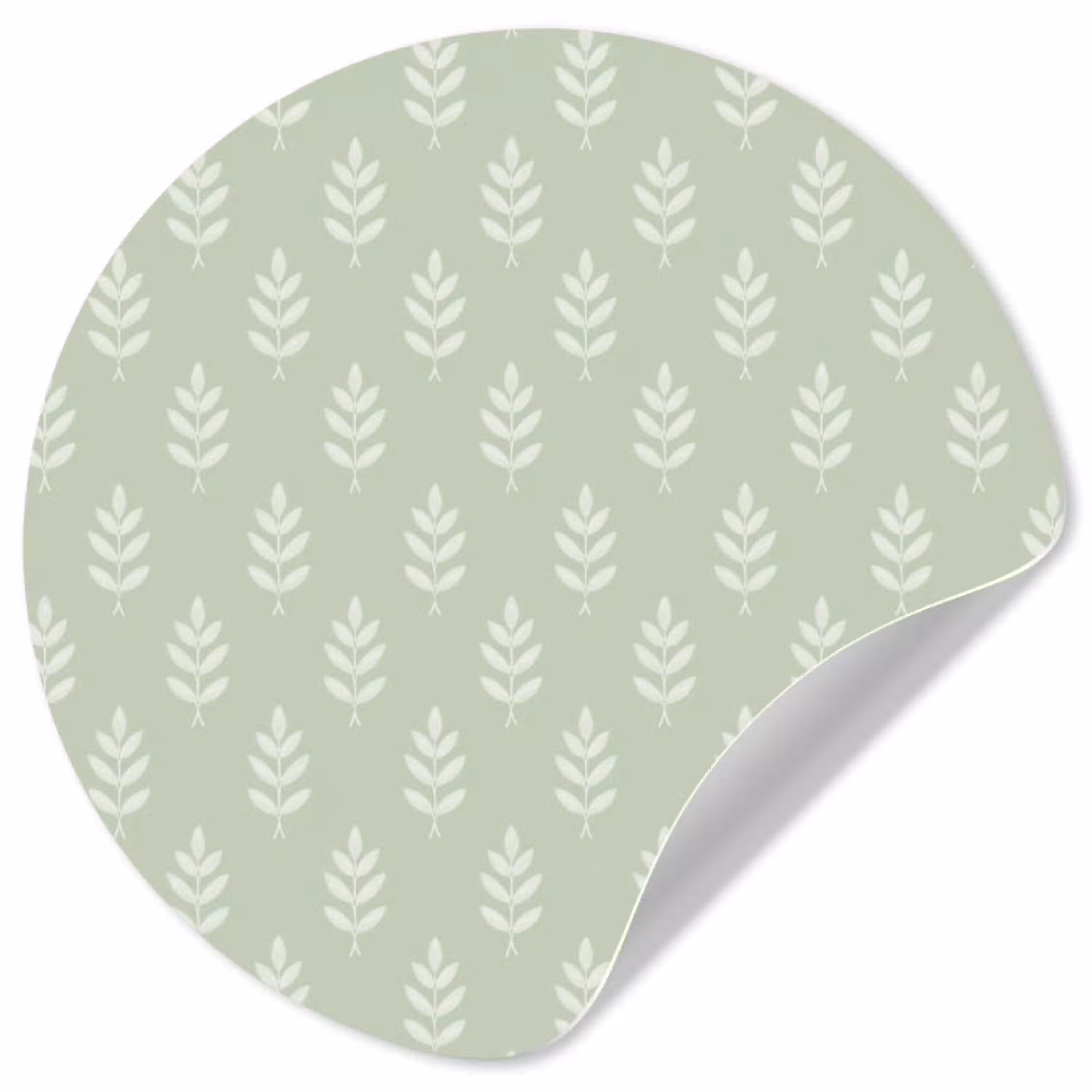 Saliegroen - Botanisch - Takjes - Minimalistisch - Patroon Wandcirkel behangsticker klein 186 -3d