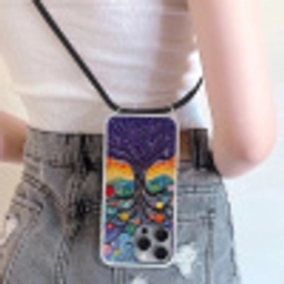 Levensboom - Mozaïek - Bloemen - Kleurrijk - Vrolijk Hoesje iPhone 16 Pro Max met koord klein -sfeer5