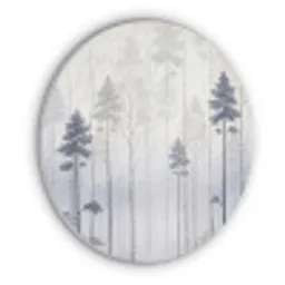 Bos - Bomen - Mist - Natuur - Illustratie - Grijs Akoestische PET Vilt - Rond klein -3d