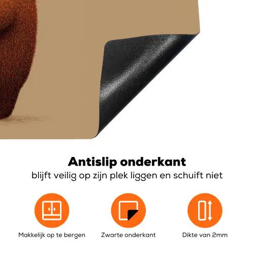 Beer - Minimalistisch - Bruin Inductie beschermer vinyl 3mm klein -zzzzzzz-td-onderkant