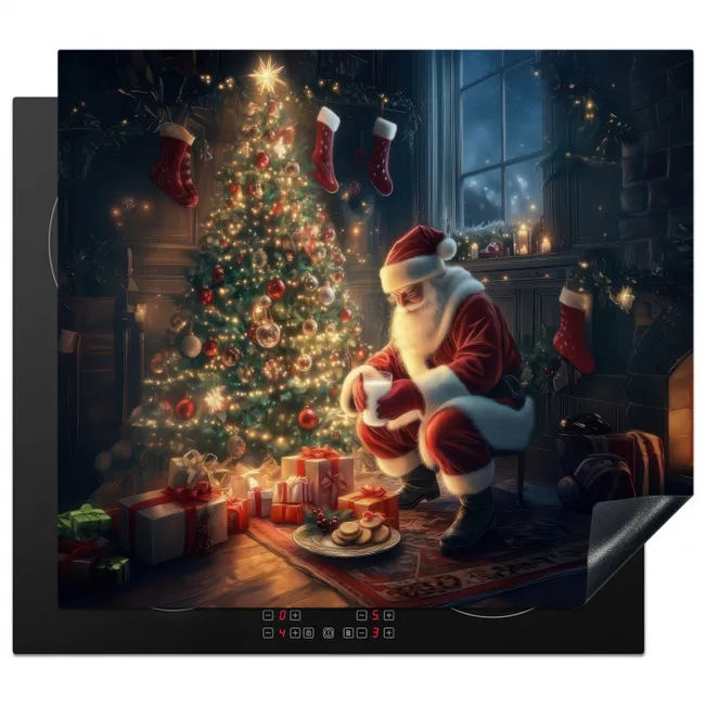 Herdabdeckplatte - Weihnachtsmann - Kamin - Dunkel