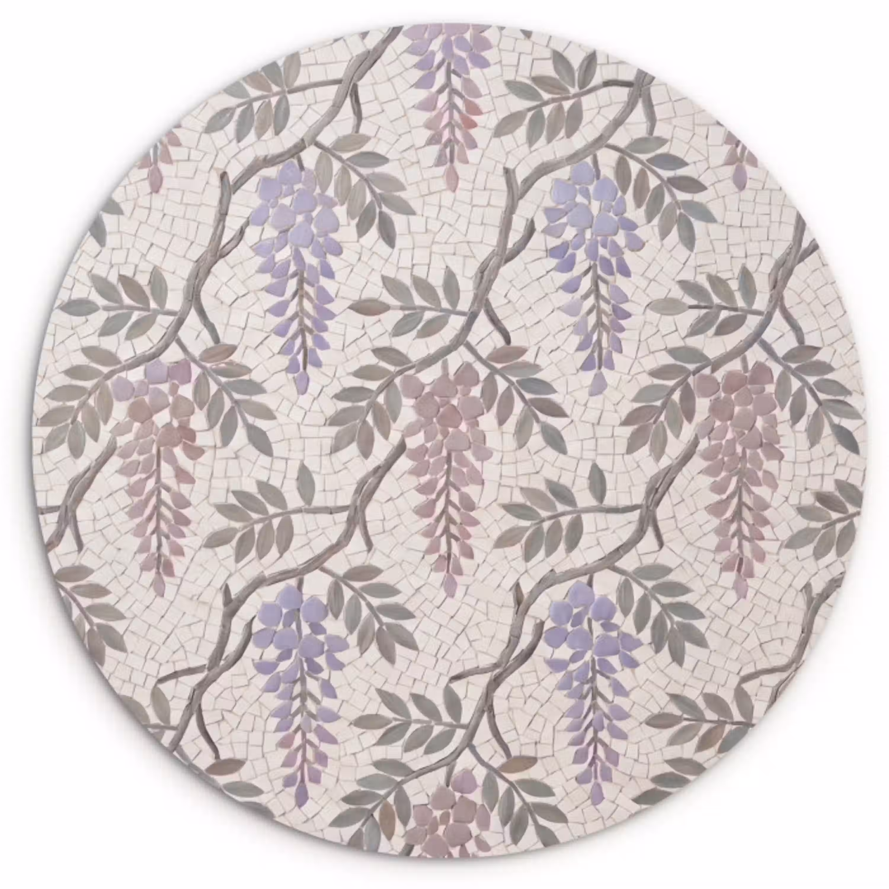Bloemen - Mozaïek - Natuur - Patroon - Paars Wandcirkel kunststof plaat 5mm dik klein -3d