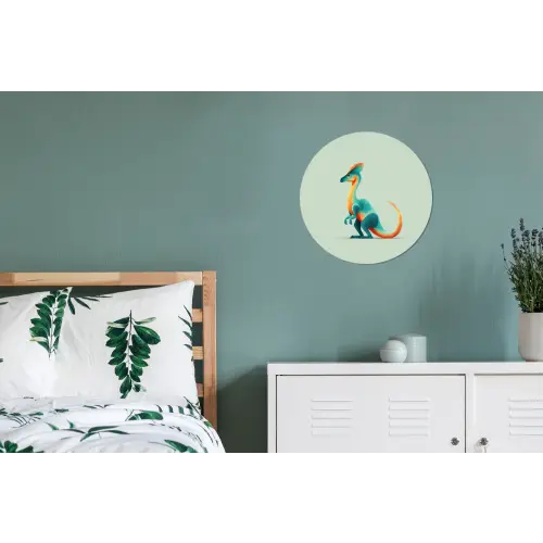 Staart - Dino - Minimalistisch - Blauw Wandcirkel aluminium klein -slaapkamer