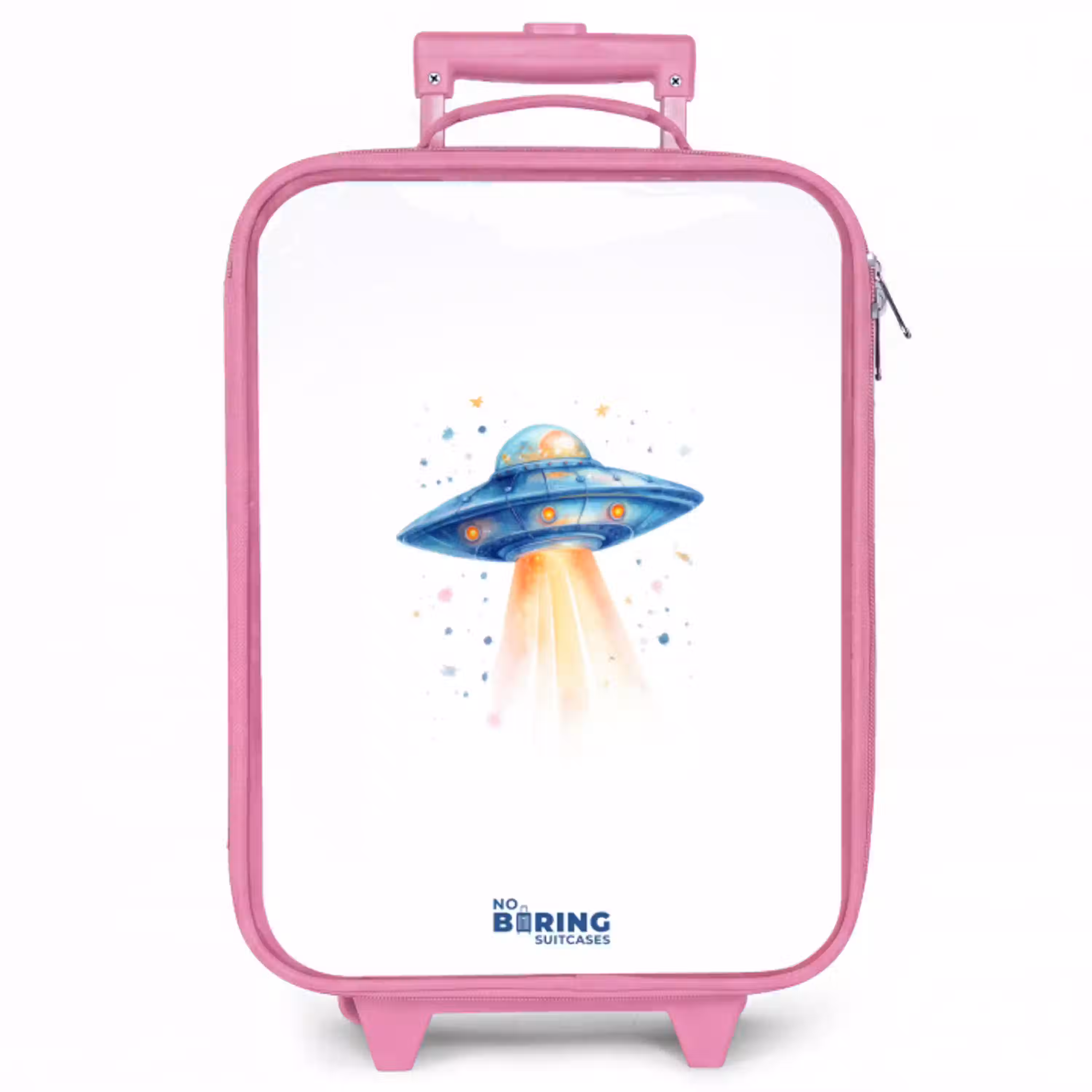 Blauw ruimteschip met lichtstraal Kinderkoffer - Roze klein -zzz_website3d