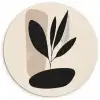 Plant - Beige - Japandi Wandcirkel kunststof plaat 5mm dik klein -3d