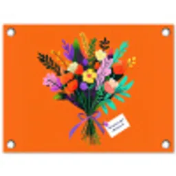 Kaartje - Boeket - Bloemen tuinposter los doek klein -3d