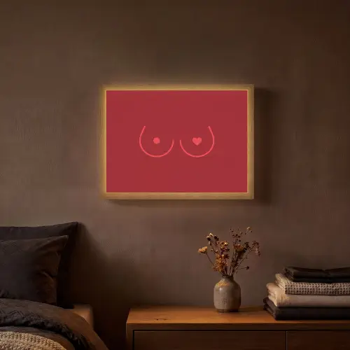 Minimalistisch - Lijnillustratie - Rood Light Box met batterij (Wandlamp) middel -sfeer4