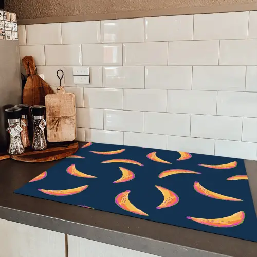 Banaan - Tropisch - Blauw - Patroon Inductie beschermer vinyl 3mm klein 276 -sfeer3