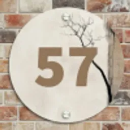 Boomsilhouet beige achtergrond - Traditioneel Naambord Rond klein -sfeer2