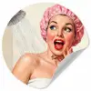 Vrouw - Douche - Roze Wandcirkel behangsticker klein -3d