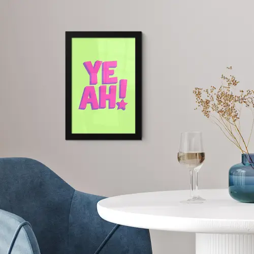 Groen - Neon - Quote fotolijst zwart zonder passe partout klein -sfeer4