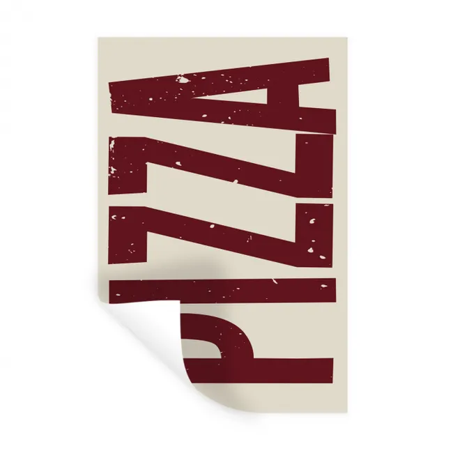 Pizza - Vintage - Decoratie - Japandi Muursticker klein -3d