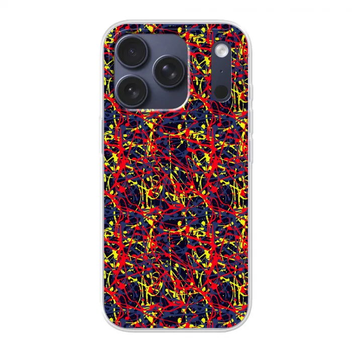 Waterverf - Rood - Geel Telefoonhoesje iPhone 17 Pro klein 878 -3d