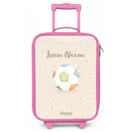Voetbal in beige pastel kleuren Kinderkoffer - Roze klein -zz3dotto