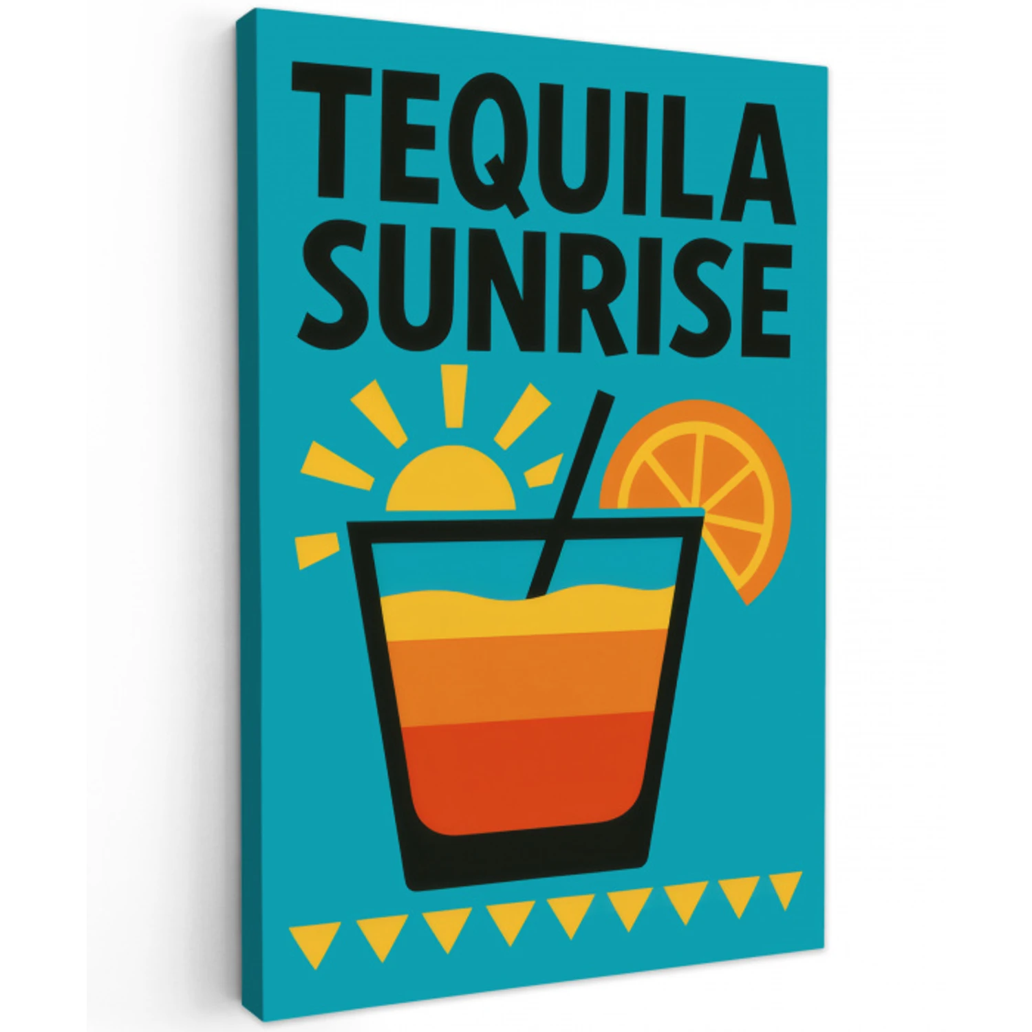 Illustratie - Tequila - Glas - Blauw Tuinposter op houten frame 2 cm dik klein -3d