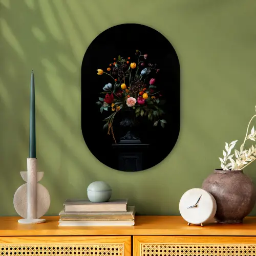 Klassiek - Vaas - Boeket - Bloemen Wandcirkel Ovaal Forex klein -sfeer2