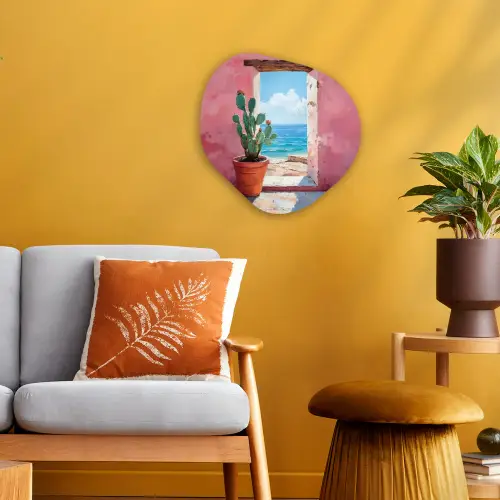 Zee - Roze - Cactus Wandcirkel Organisch Forex 3mm klein -sfeer4