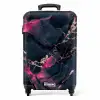 Marmer - Fluorescerend Roze in Donker Marmer NBS - Handbagage koffer - Kinderen Unisex middel -productfoto_recht