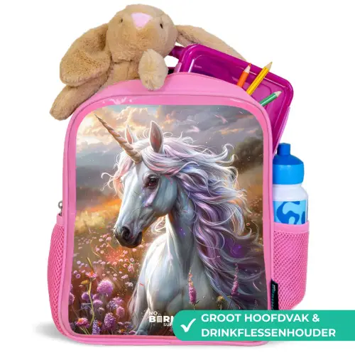 Pastel parelhoorn Kinderrugzak - Roze middel -inhoud_NL