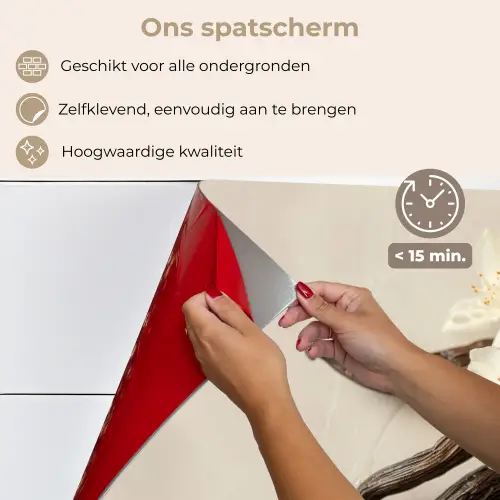 Vanille - Bloemen - Beige keuken achterwand spatscherm klein -spatscherm_NL